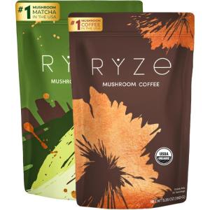 imageRYZE SUPERFOODS All Day Energy Bundle with Mushroom Medium Roast Coffee  Mushroom Matcha USDA Organic with 6 Adaptogenic Mushrooms  Matcha for Better Energy Focus Digestion 3030 ServingOriginal