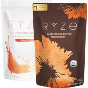 imageRYZE SUPERFOODS RYZE n Shine Bundle USDA Organic Mushroom Medium Roast Coffee  Probiotic Coffee Creamer with 6 Adaptogenic Mushrooms for Better Energy Focus Digestion Immunity 30  30 ServingsMedium  Creamer