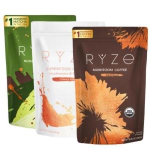 imageRYZE SUPERFOODS Ultimate Energy Bundle Medium Roast USDA Organic Mushroom Coffee ampamp Mushroom Matcha  Probiotic Creamer with 6 Adaptogenic Mushrooms for Better Energy Focus Digestion Immunity 30 serving each