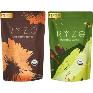 imageRYZE SUPERFOODS All Day Energy Bundle with Mushroom Coffee  Mushroom Matcha USDA Organic with 6 Adaptogenic Mushrooms  MCT Oil and Matcha for Better Energy Focus Digestion Immunity 60 serving