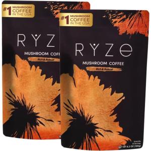 imageRYZE SUPERFOODS Mushroom Dark Roast Coffee Starter Kit Instant Coffee with 6 Adaptogenic Mushrooms and Better Energy Focus Digestion Immunity with Lions Mane amp Turkey Tail 30 Serving Each